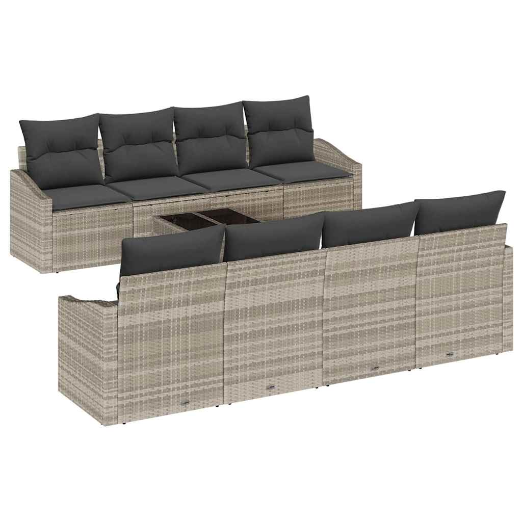Garten-Sofa-Set 7 pcs Hellgrau und Dunkelgrau 55 x 55 x 37 cm